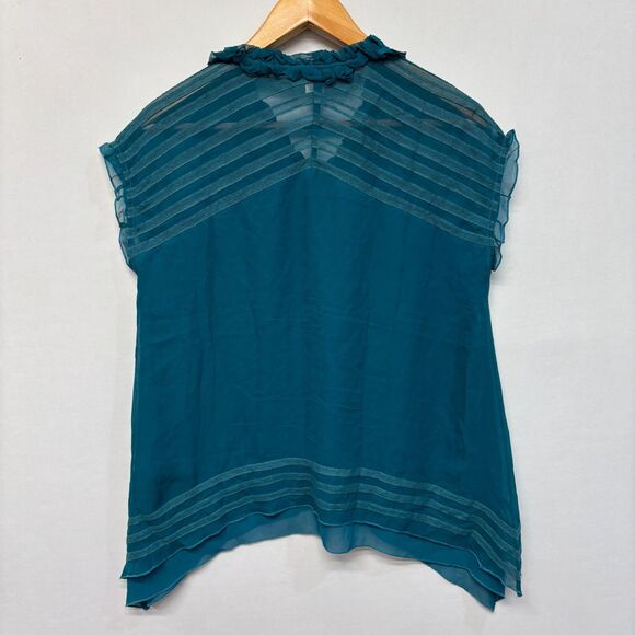 Sundance Women Sheer Ruffle 100% Silk Blouse Top Shirt Size Medium C037 -6 - Picture 10 of 14